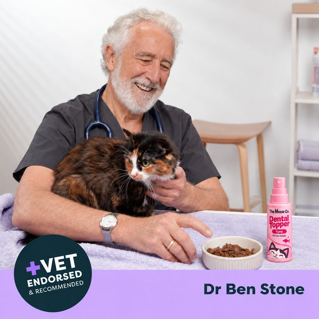 Dr. Ben Stone, who recommends The Meow Co. Dental Topper